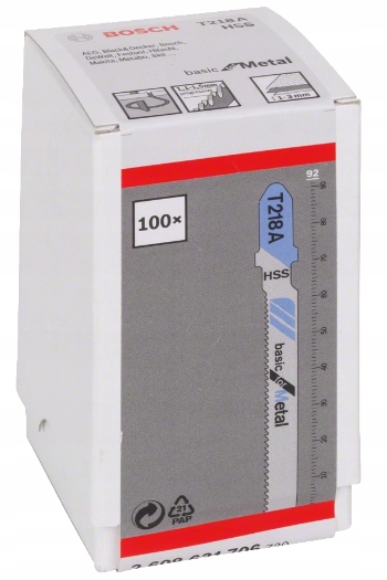 Brzeszczot do wyrzynarek T218A metal 100szt. BOSCH EAN (GTIN) 3165140279482