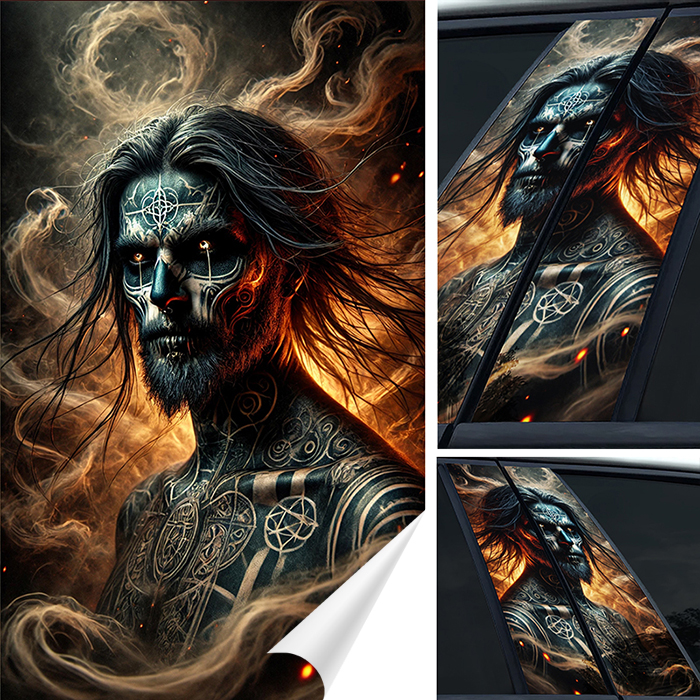 2x Nálepka na sloupky dveří auta Démon Člověk V Tetování 50x30