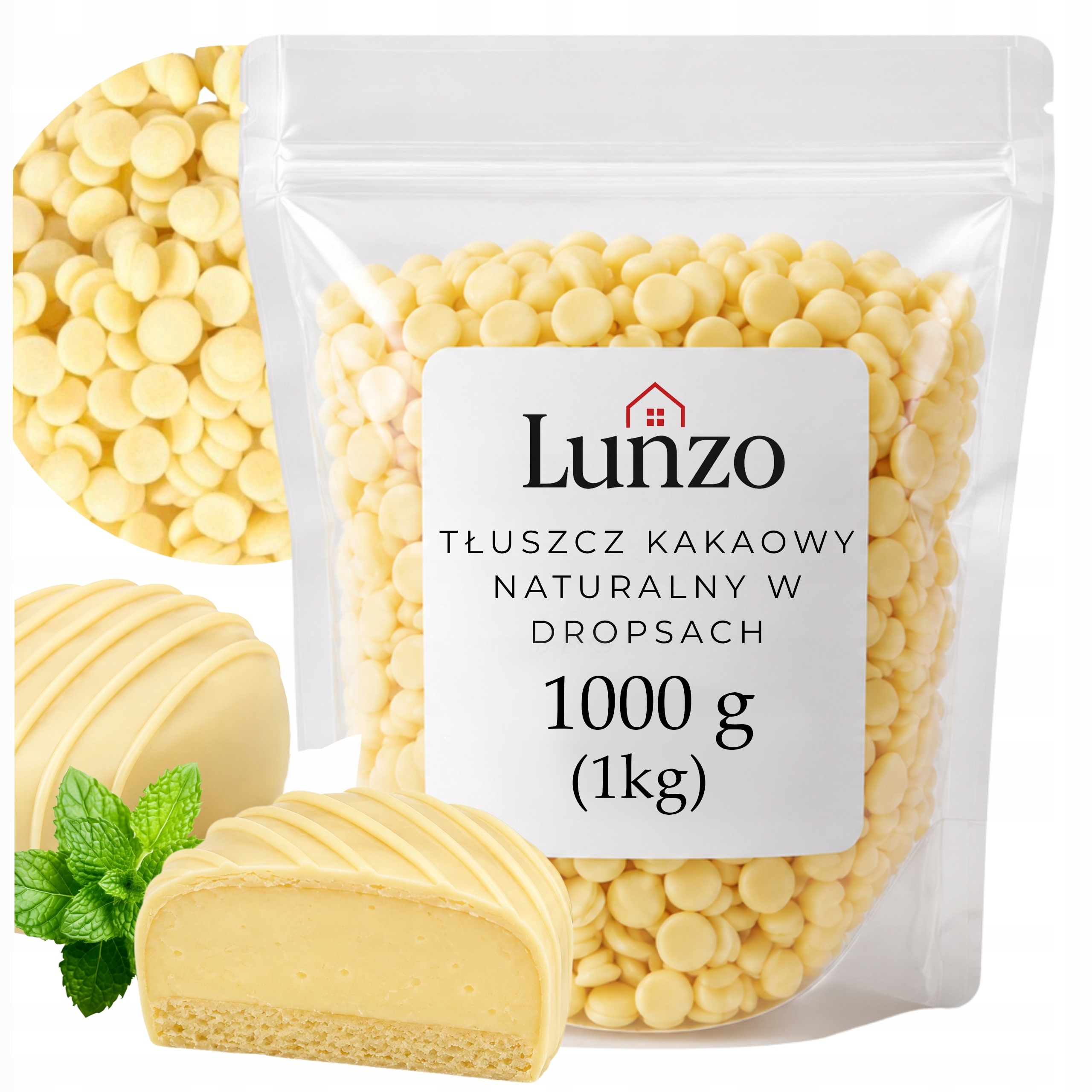 Masło Kakaowe Spożywcze 1KG 100% Naturalne Dropsy Do Wypieków Tłuszcz
