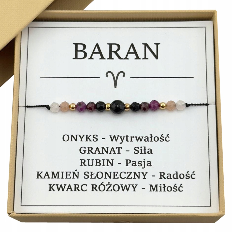 Bransoletka Zodiakalna z Onyksem Baran Znak Zodiaku