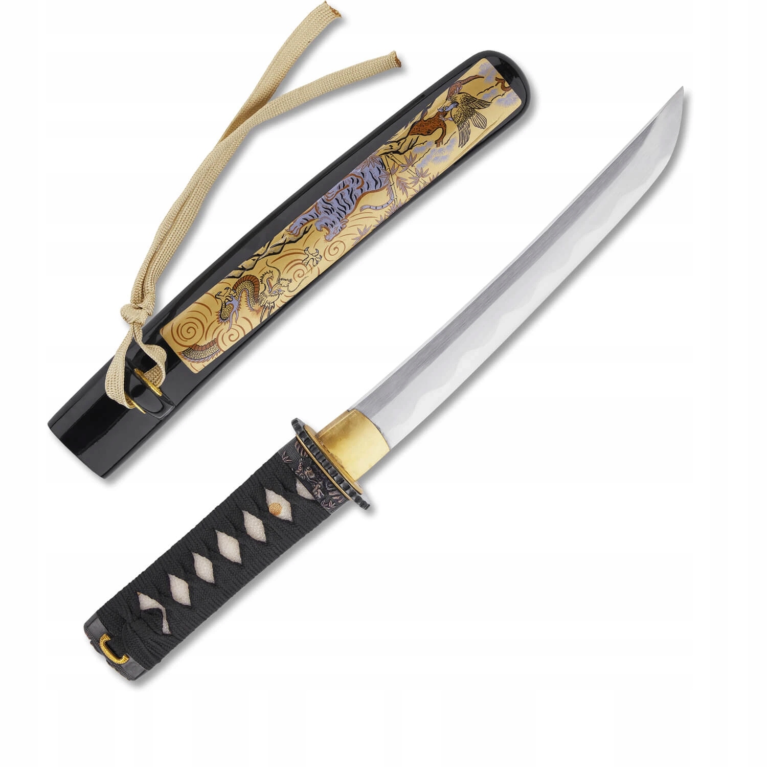 Tanto Taiga 0,69 Shaku, uhlíková ocel Aisi 1045, leštěná imitace hamonu