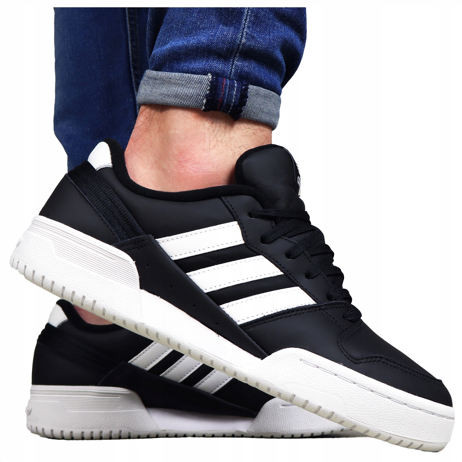 pánské boty Adidas Kožené Černé z kůže sportovní tenisky Pohodlné