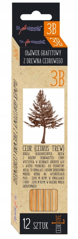 Ołówek z drewna cedrowego 3B MAJEWSKI CedrLove Twardość B