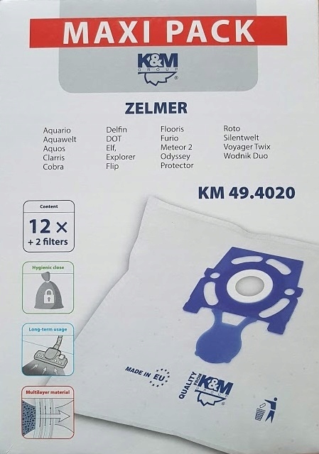 

12X Worki 49.4020 Zelmer Safbag ZVCA100B+2 Filtry