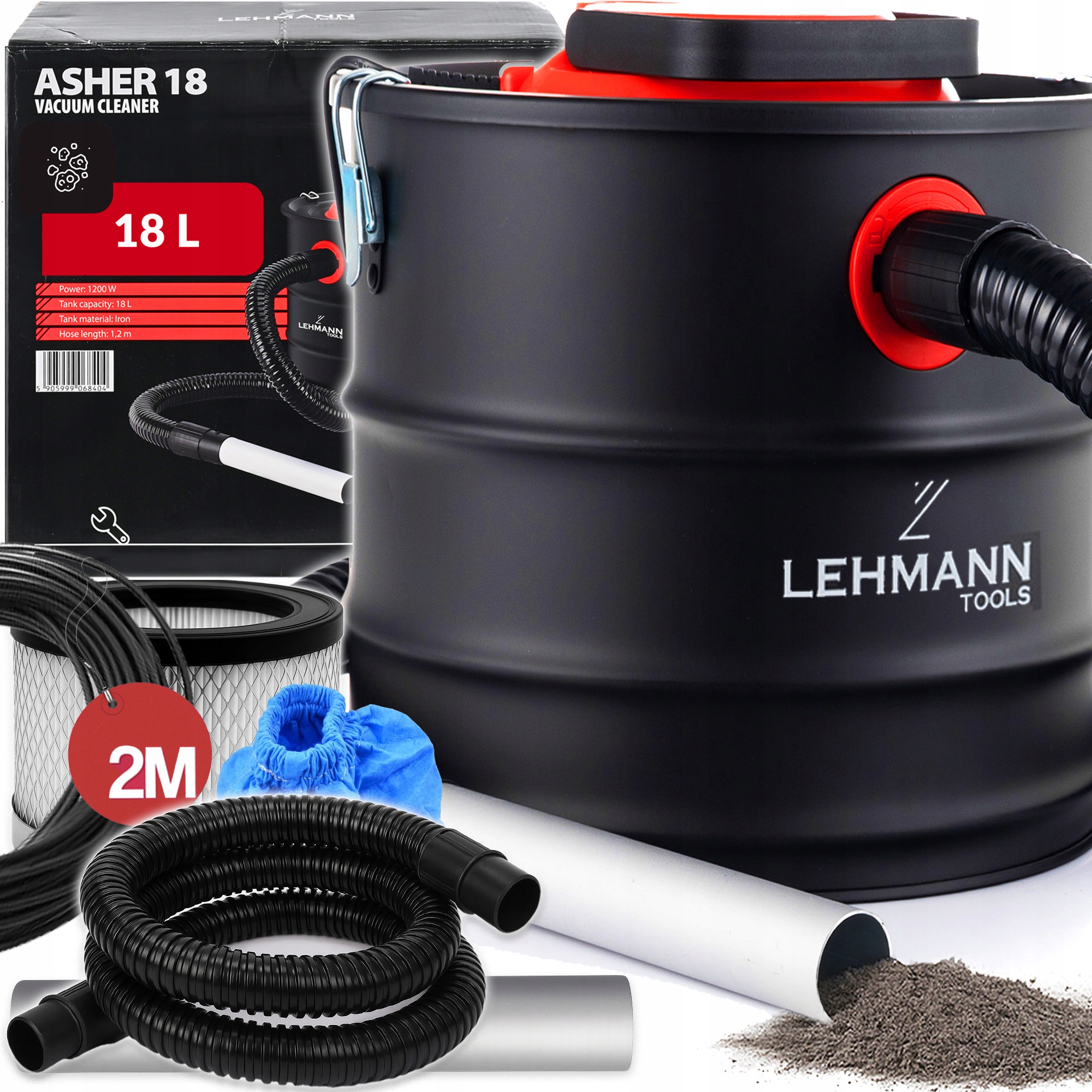 Odkurzacz przemysłowy Lehmann do popiołu kominkowy 1200W Hepa 18L 1200 W