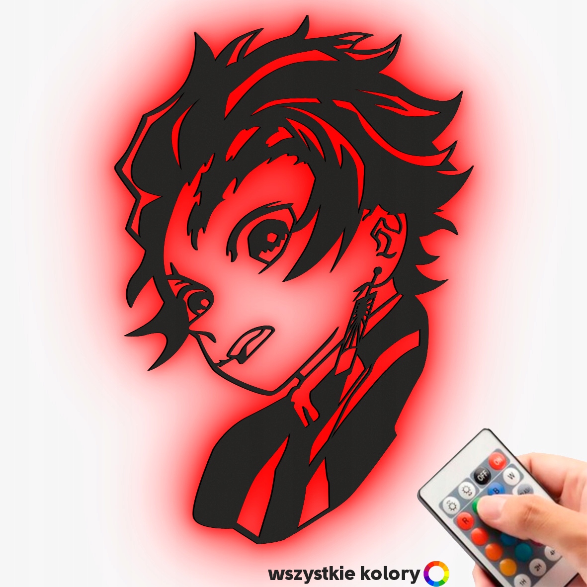 Dřevěný 3D obraz Anime Demon Slayer Tanjiro Dárek Noční Lampa Led