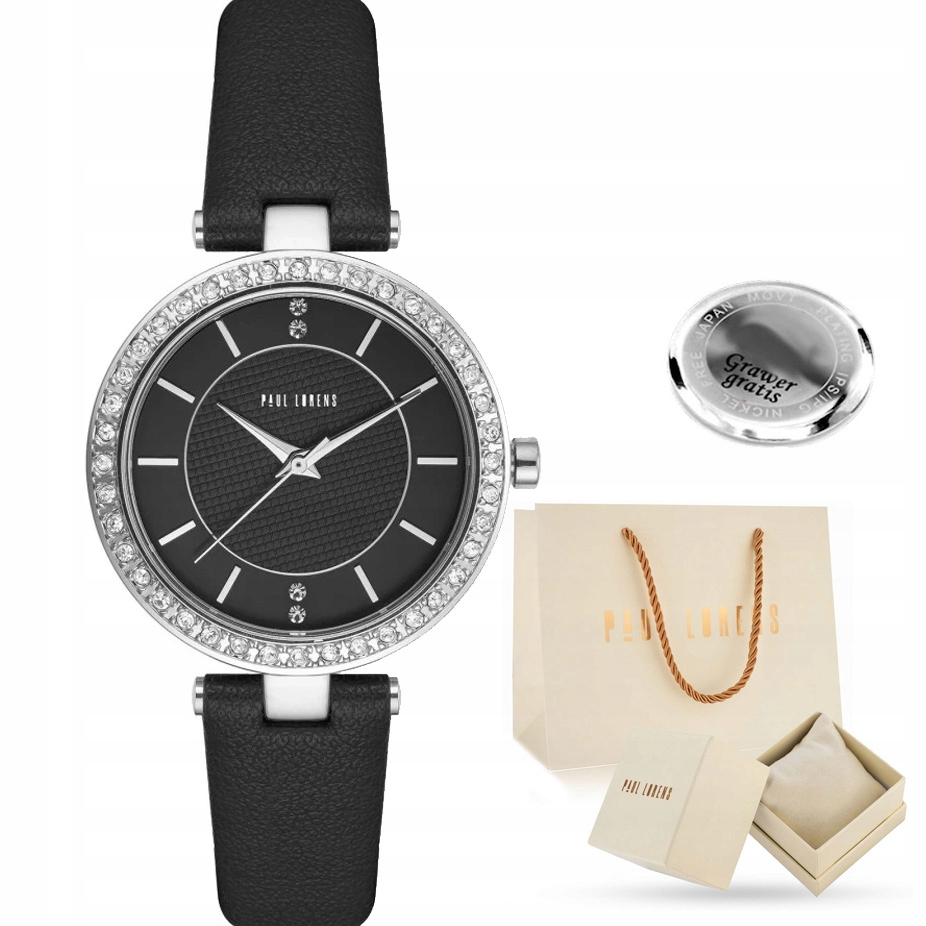Dámské hodinky Paul Lorens Rema elegantní kožený řemínek s zirkony Gravírování