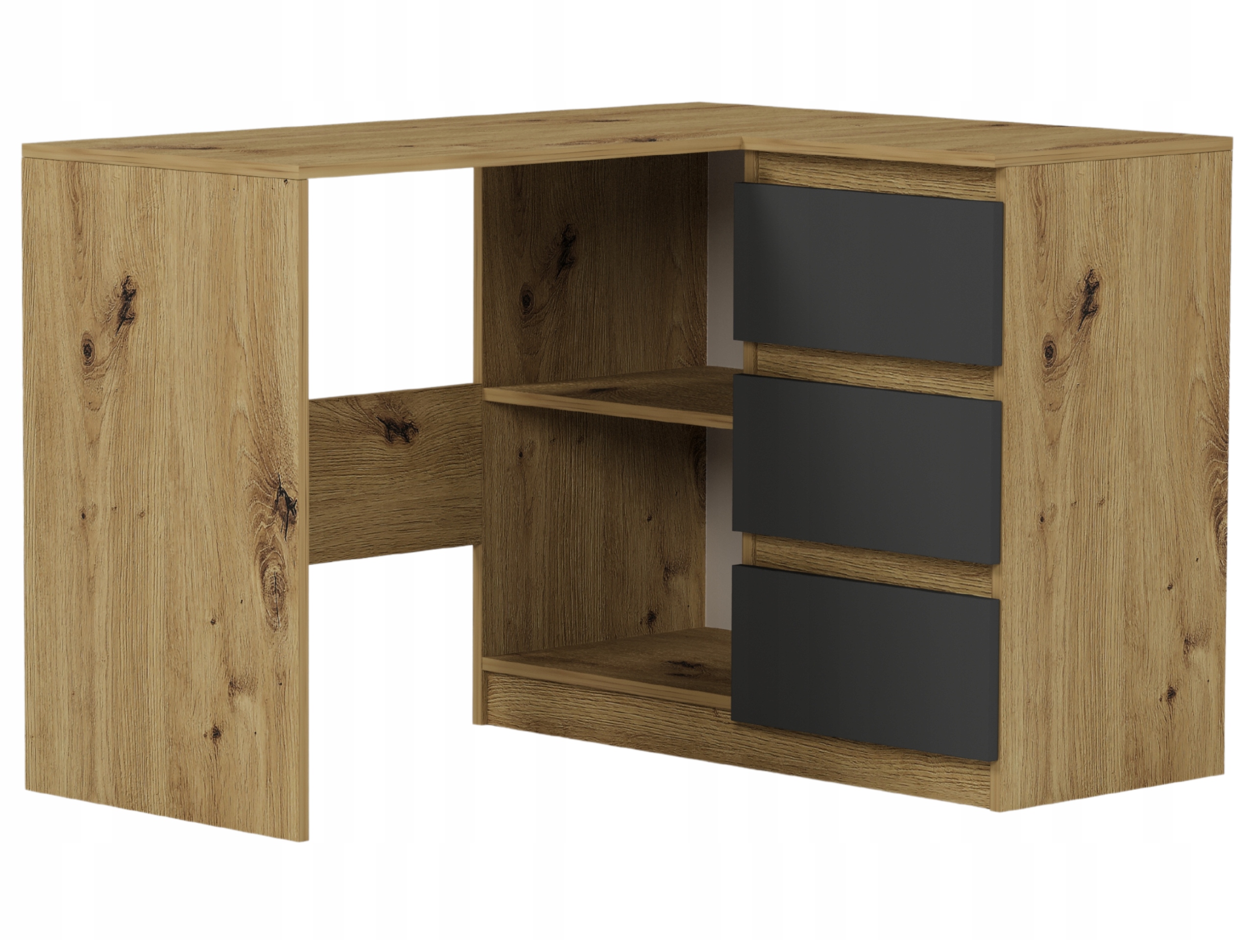 MEBLE BIURKO NAROŻNE KOMPUTER PRAWE artisan mix antracyt N-4P