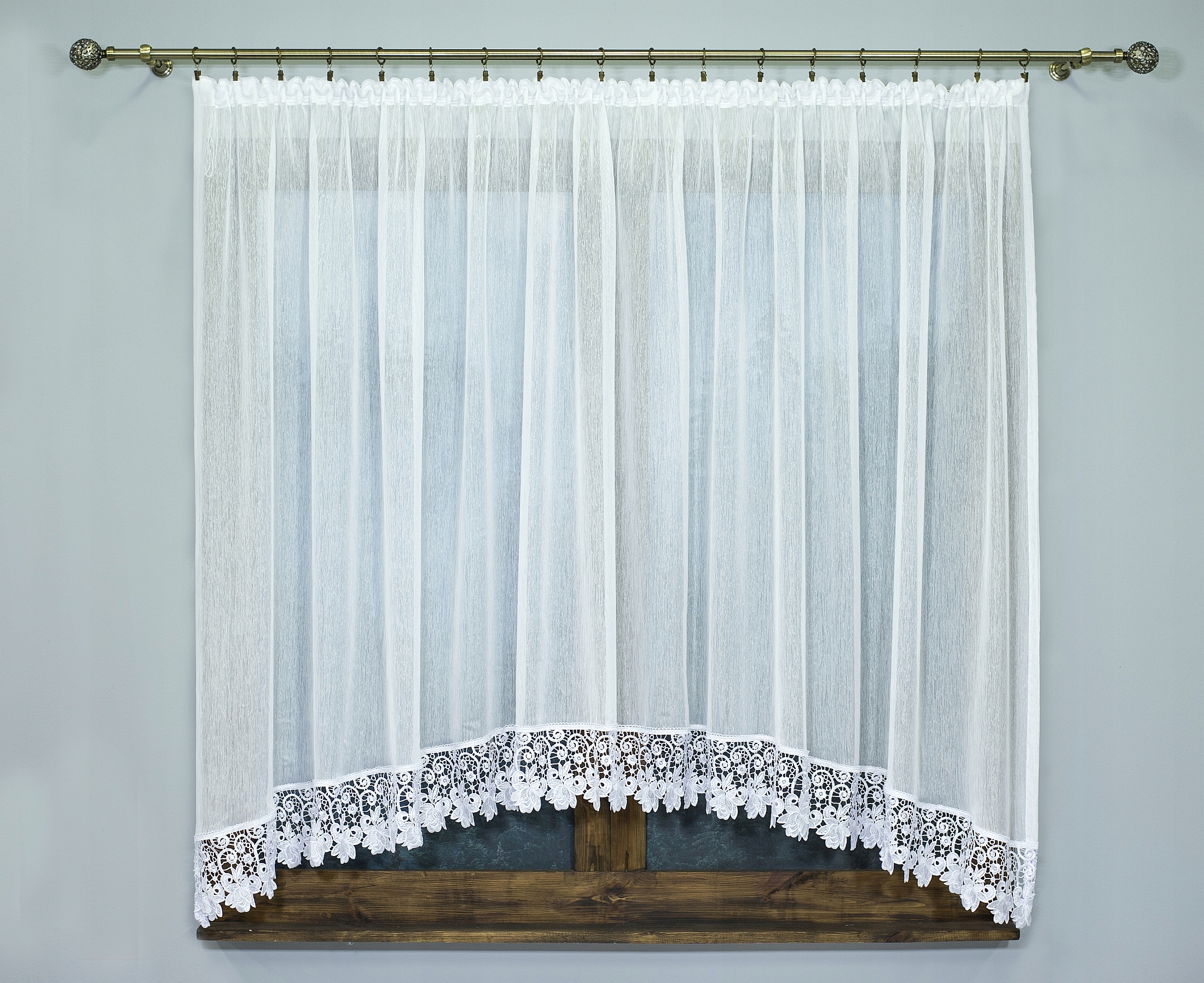 SABLE BIAŁA GOTOWA FIRANA Z KORONKĄ 400x150 WOAL Marka inna