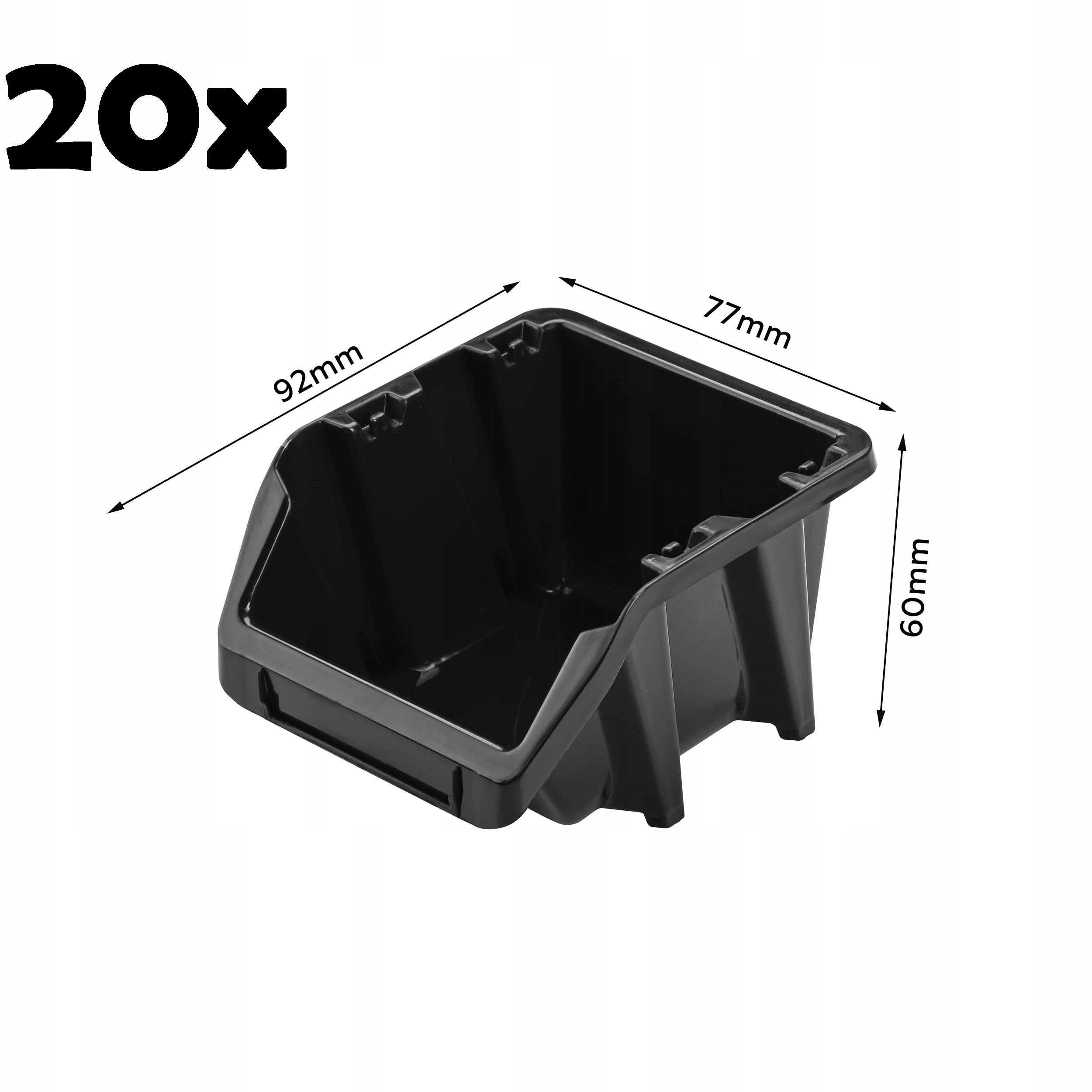

20 Pojemników magazynowych 77x92x60 mm warsztat