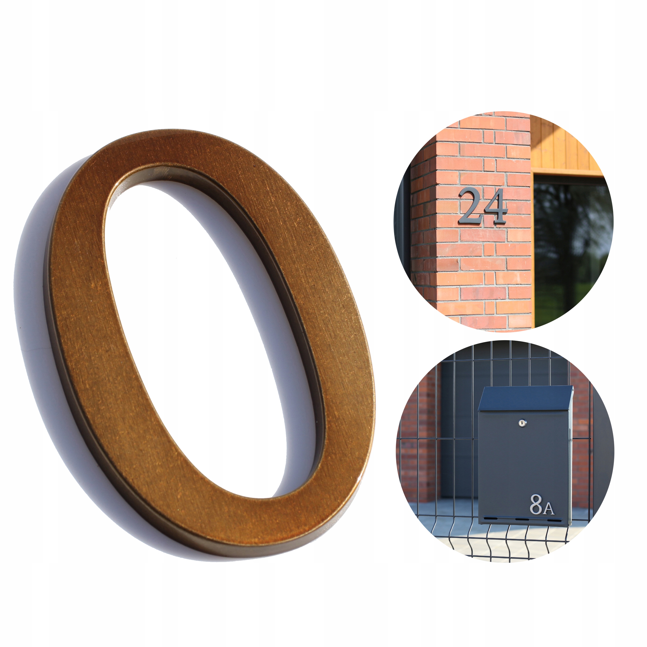 numer domu. numer na dom. cyfry na dom. tablica na dom. brąz transparent 0