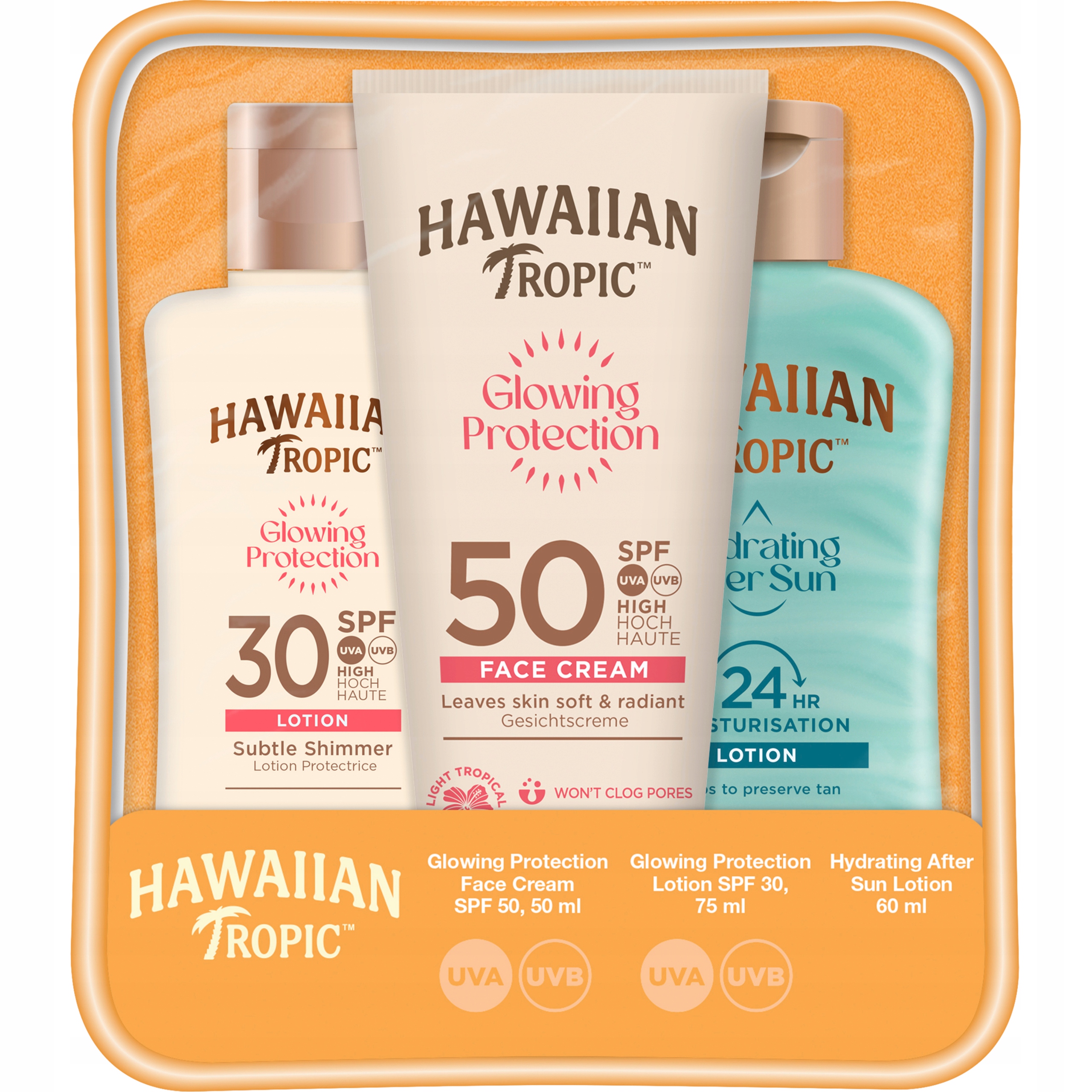 HAWAIIAN TROPIC Kosmetyczka Podróżna do Opalania Glowing Protection Trio