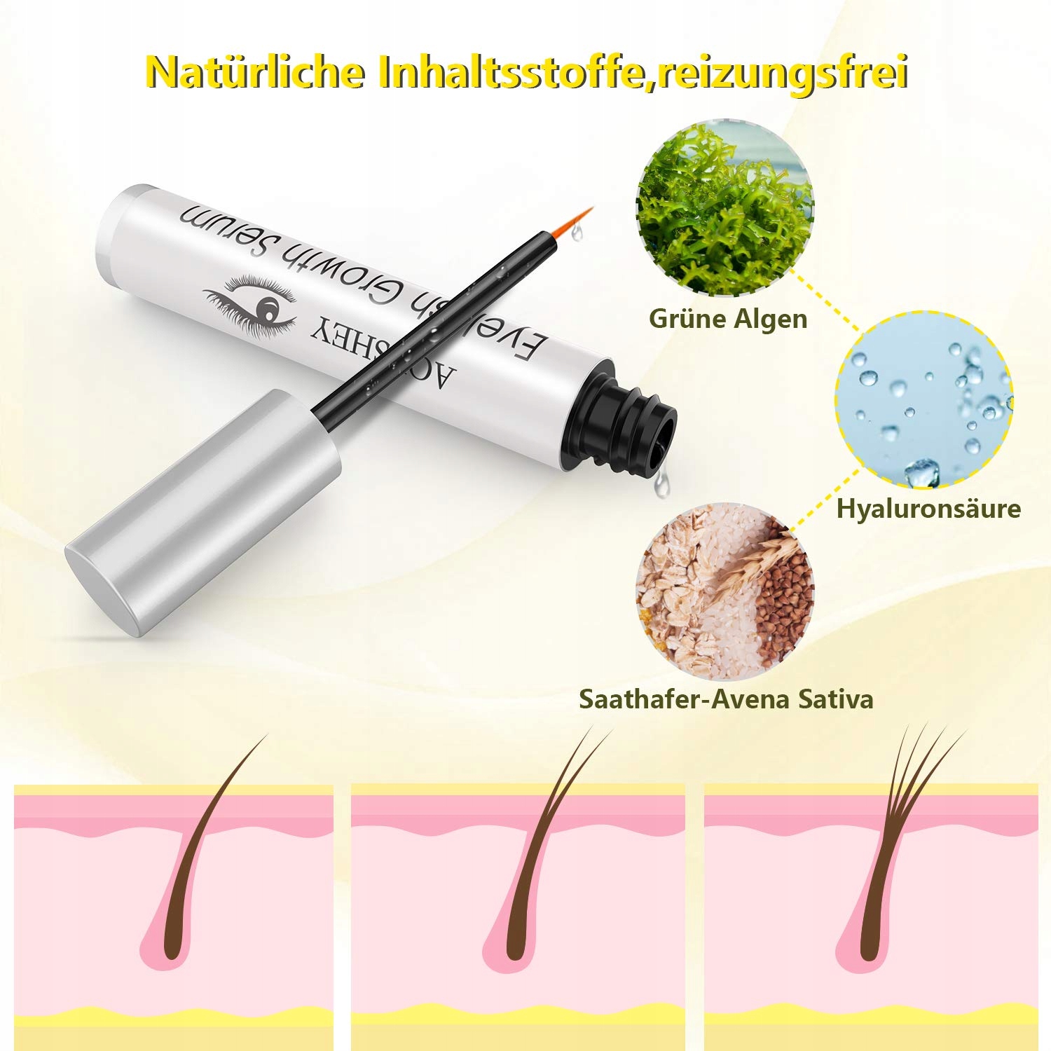 AoVSHEY Serum do rzęs, brwi z kwasem hialuronowym Marka 100