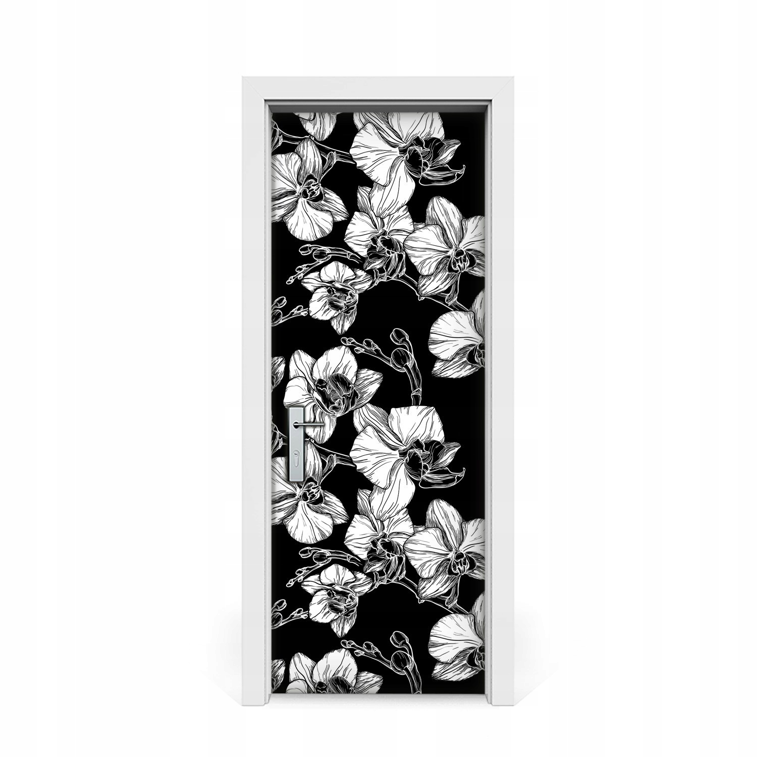 

Naklejka na drzwi okleina Rysowane kwiaty negatyw