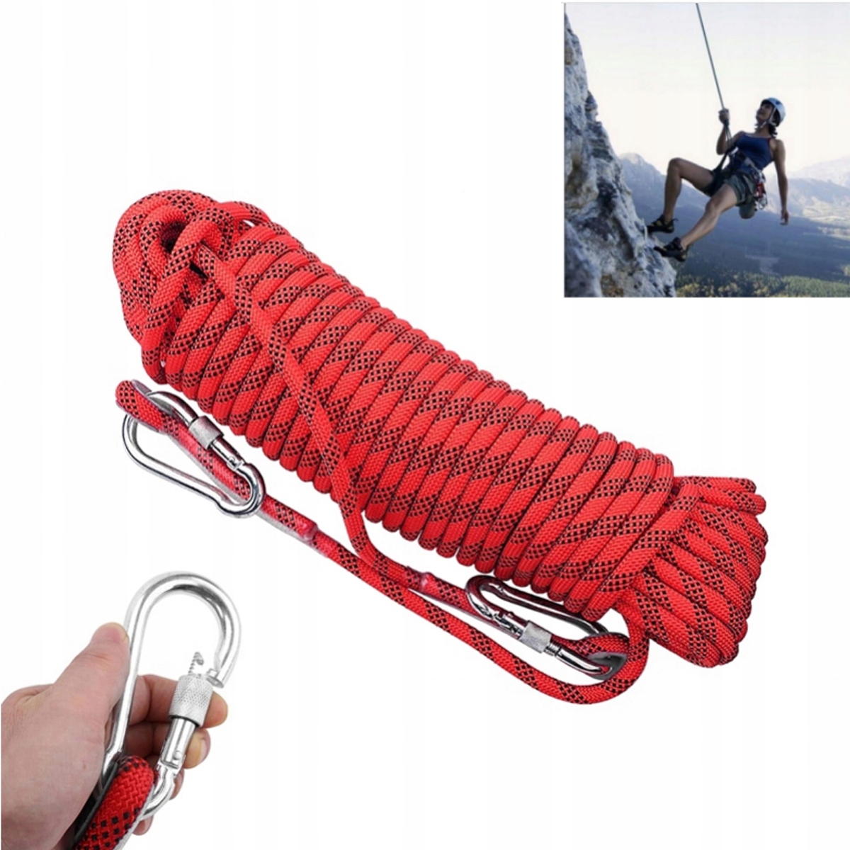 Linka Sznura Lina Wspinaczkowa 20M 12MM Kotwicząca Asekuracyjna Wspinaczk
