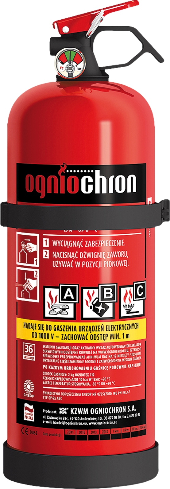 

Gaśnica proszkowa samochodowa ogniochron 2kg Bhp