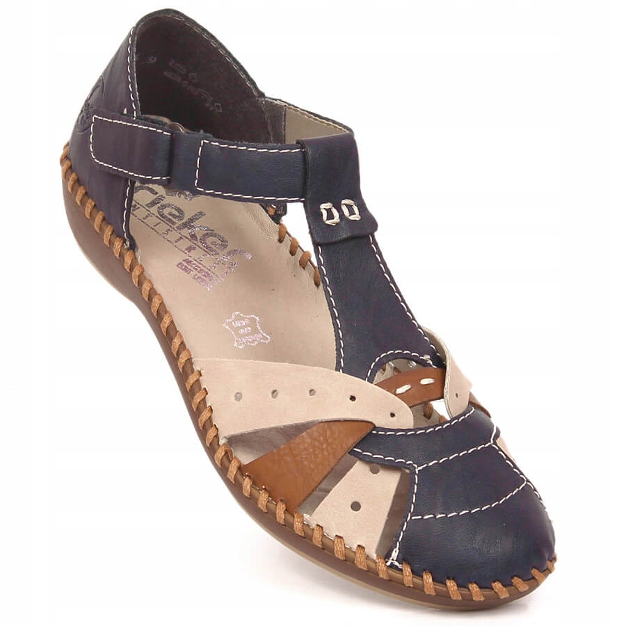 Sandały damskie płaskie na rzep Rieker M1655-14 39