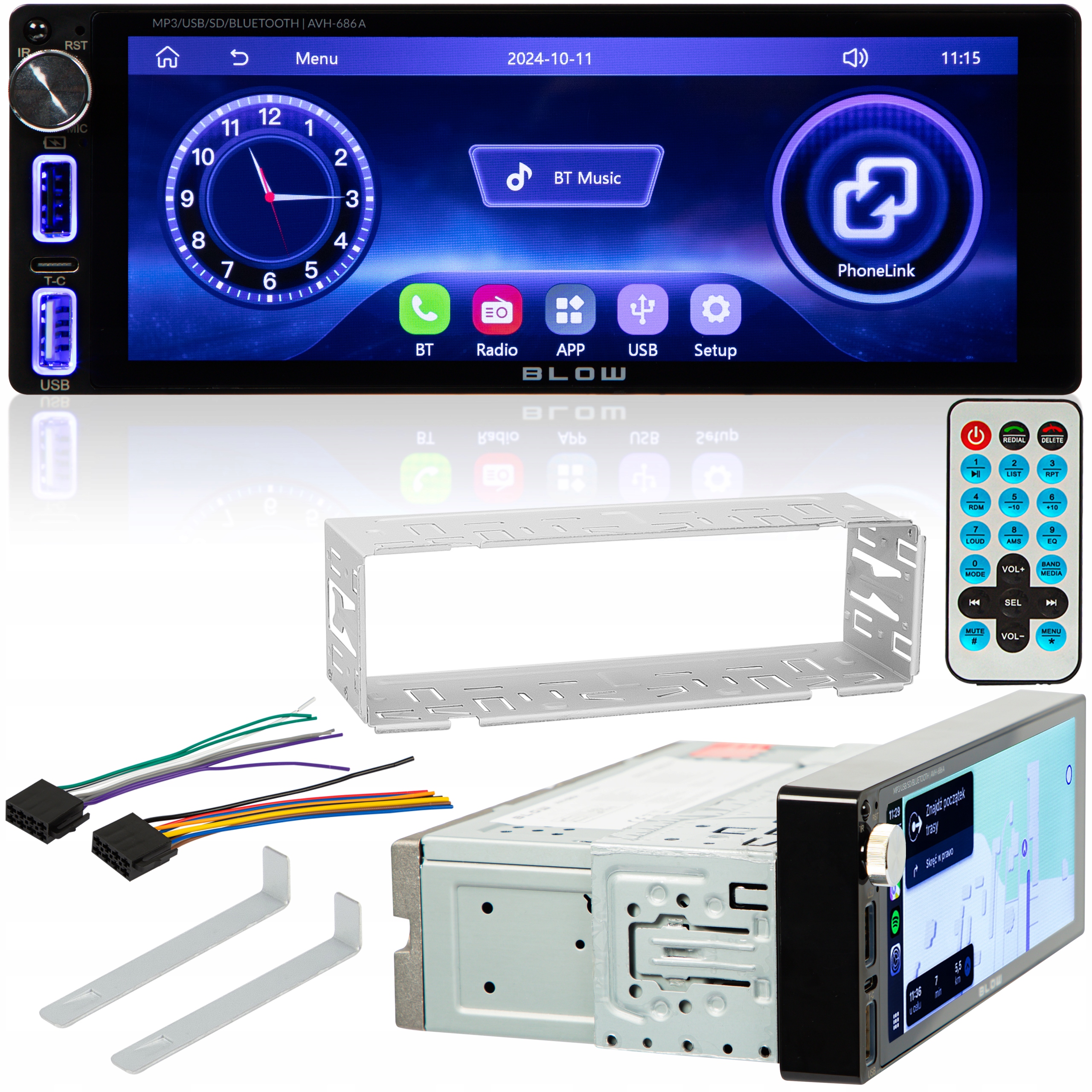 RADIO SAMOCHODOWE 1DIN DOTYKOWE 7 CALI USB-C BLUETOOTH CARPLAY ANDROID AUTO Model AVH686A