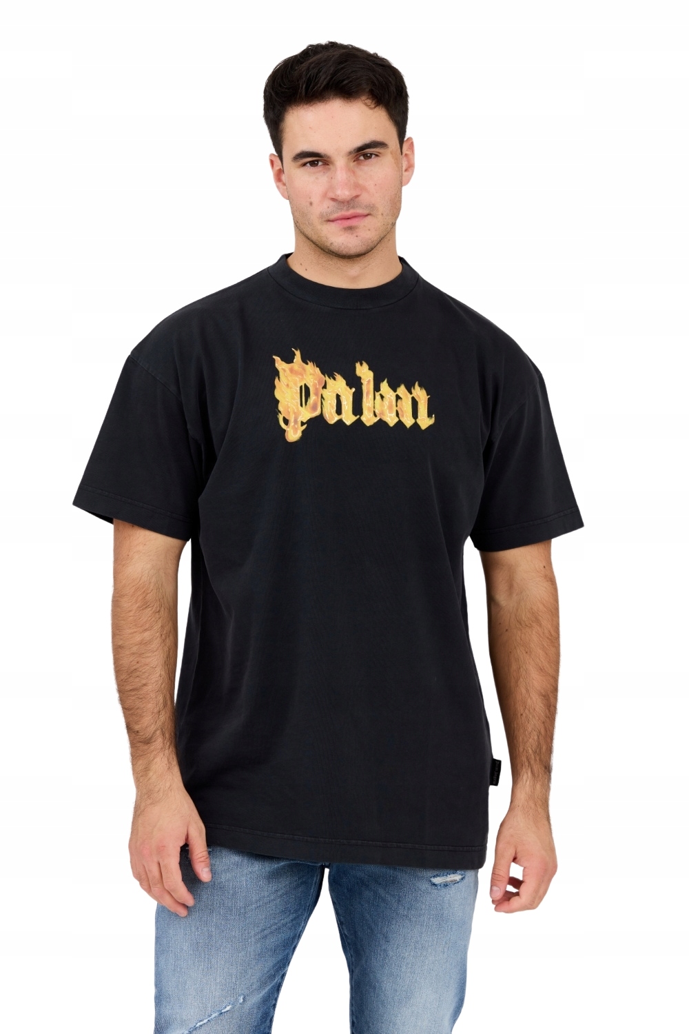 Palm Angels Černé pánské tričko Burning Logo Tee XXL