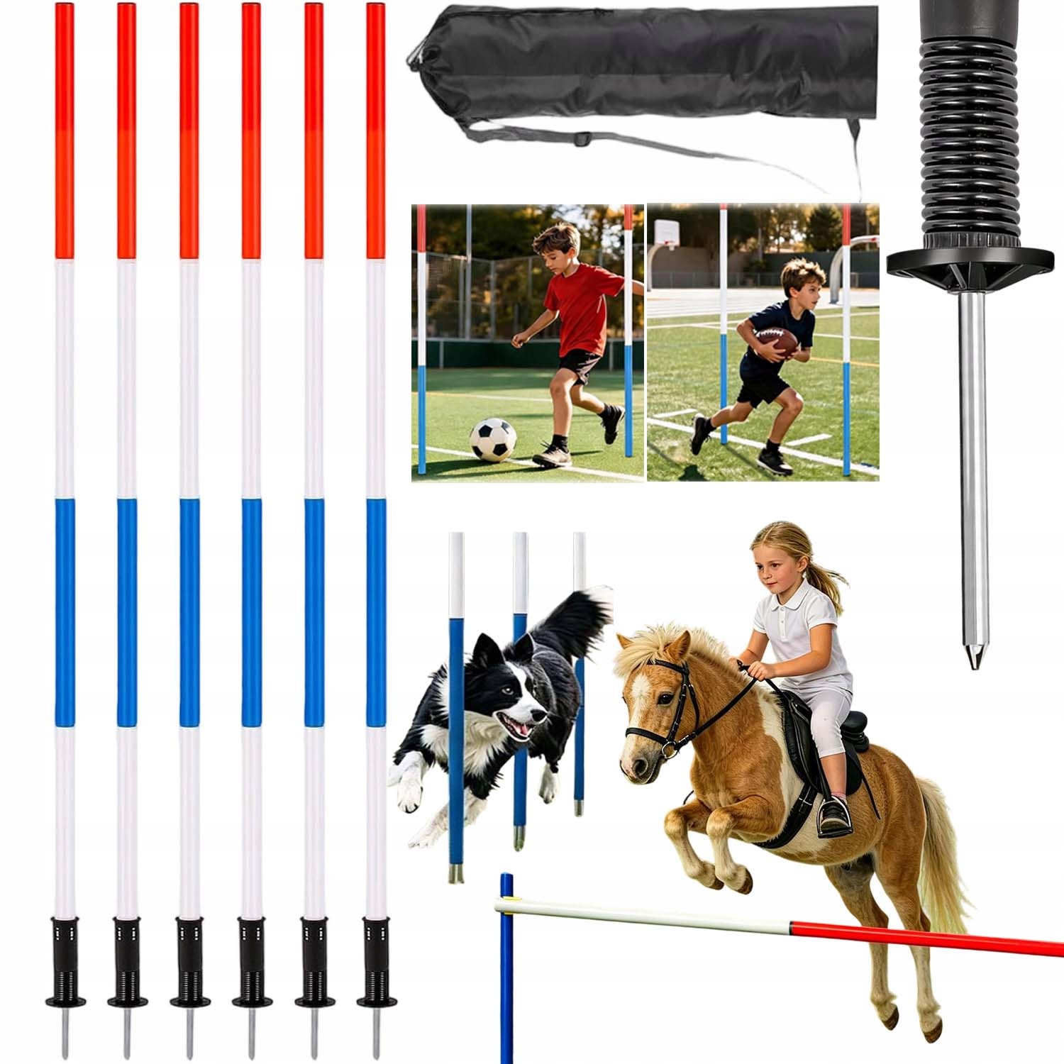 Tyczki Treningowe Koordynacyjne Slalom Zestaw 6SZT 63-191CM Regulowana