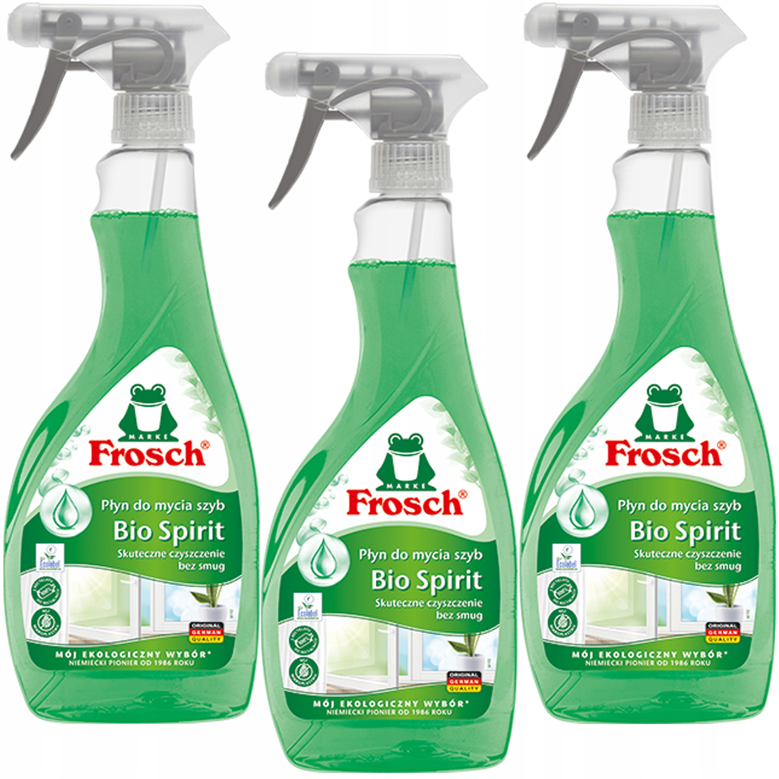 3x Frosch Čistič okenních skel Luster Bio Spirit Eko bez šmouh 500 ml