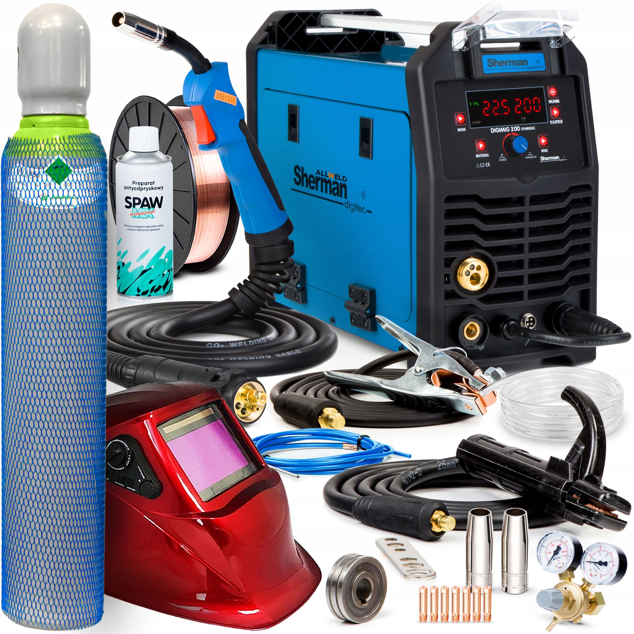 SPAWARKA MIGOMAT SHERMAN DIGIMIG 200 SYNERGIA MIG MMA TIG 200A 230V VRD 3W1