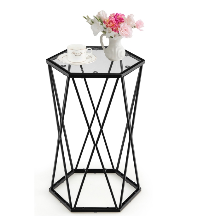 Stolik kawowy metal i szkło czarny
