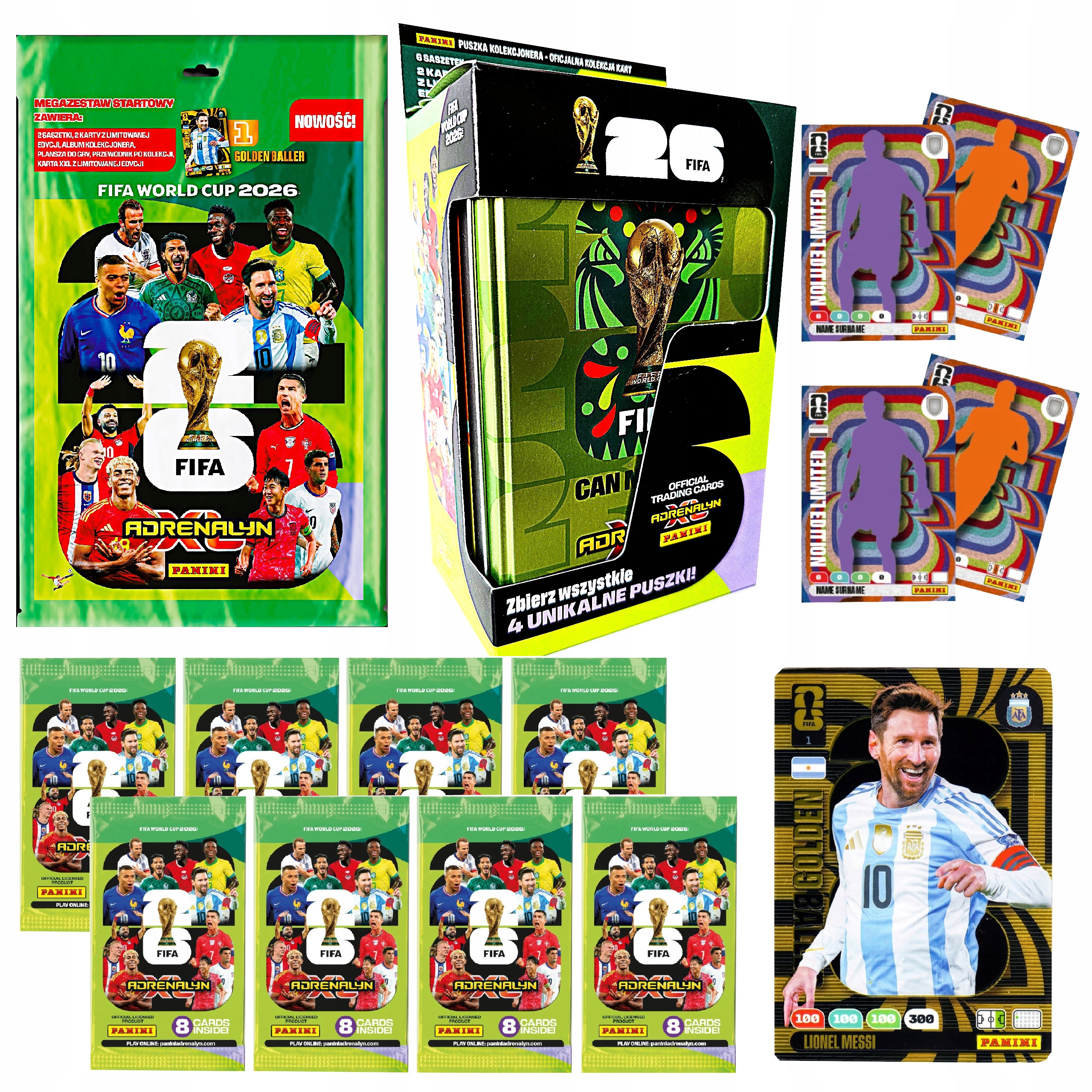 Puszka Duża Album Fifa World Cup 2026 Karty Panini 8 Saszetek Messi