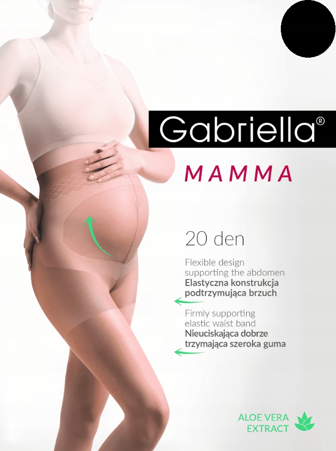Rajstopy ciążowe Mamma 20 den gładkie Nero 4-L Marka Gabriella