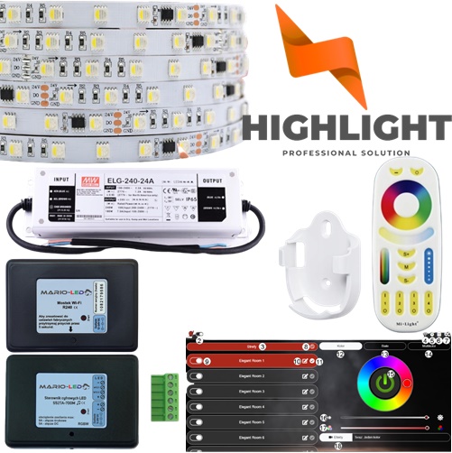 15m ZESTAW CYFROWY RGBW LED+ROUTER 60D TM1814 24V