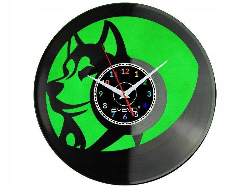 Nástěnné Hodiny Vlk Basior Kojot Fluorescenční Pozadí Vinylová Deska Dárek