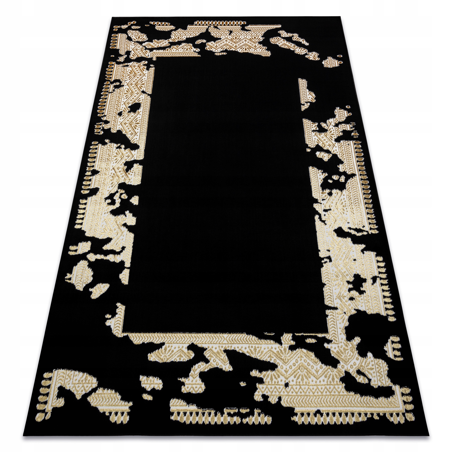 Koberec Glamour Strukturovaný Dvouúrovňový Rámeček černý/zlatý 180x270 cm