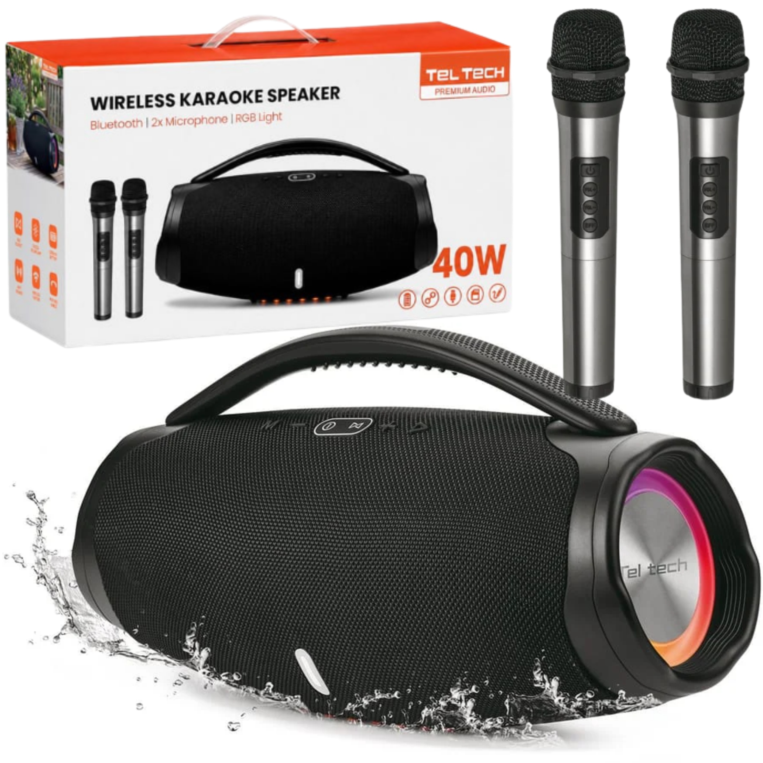 Bezdrátový Bluetooth Reproduktor 40W Přenosný Usb Aux Sd Rádio Fm Boombox
