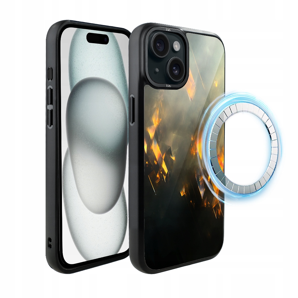 Matný Pouzdro Ibizu DropGuard pro iPhone 15 s MagSafe, zlaté jiskry