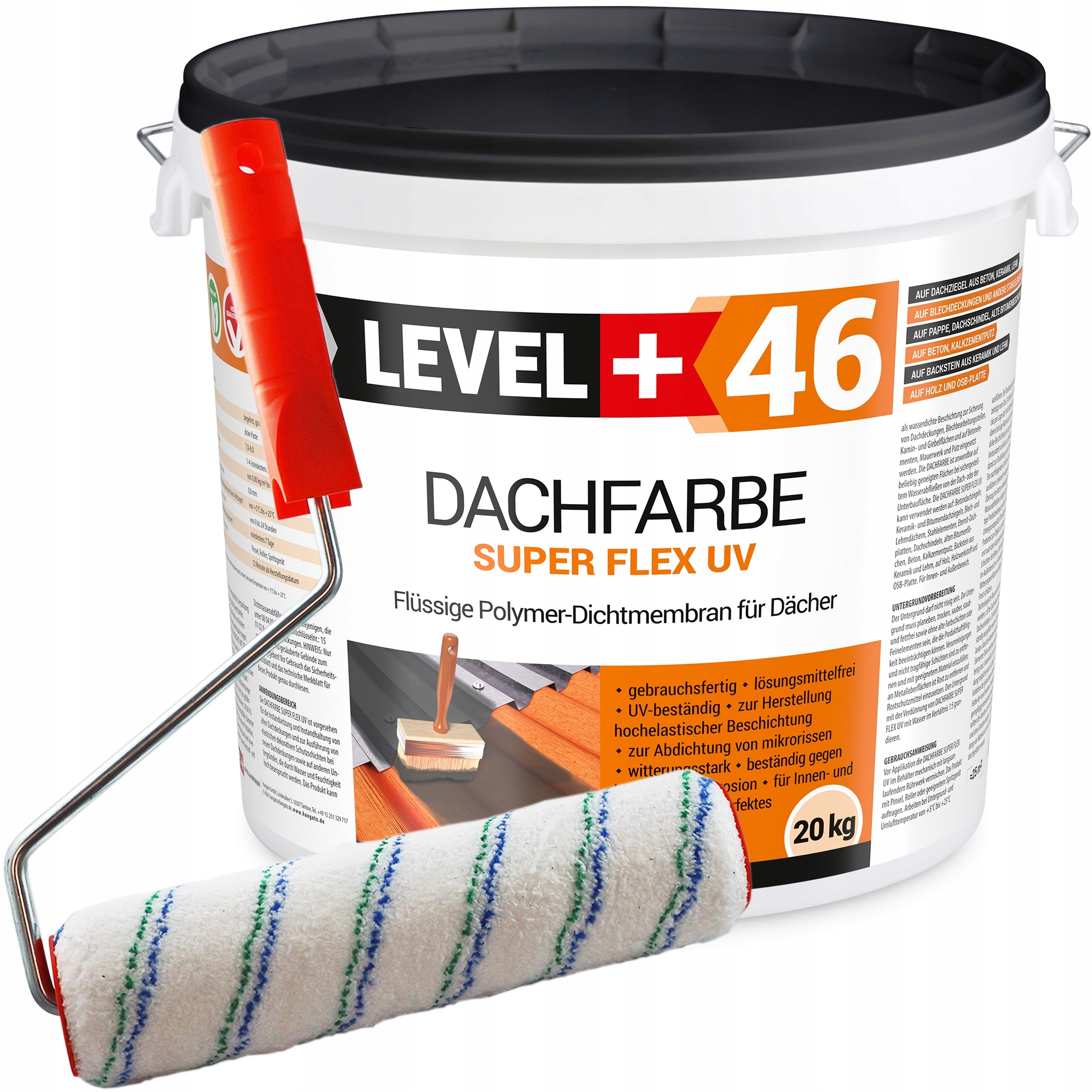 Farba Dachowa Antracyt 20kg Wałek Malarski 25cm