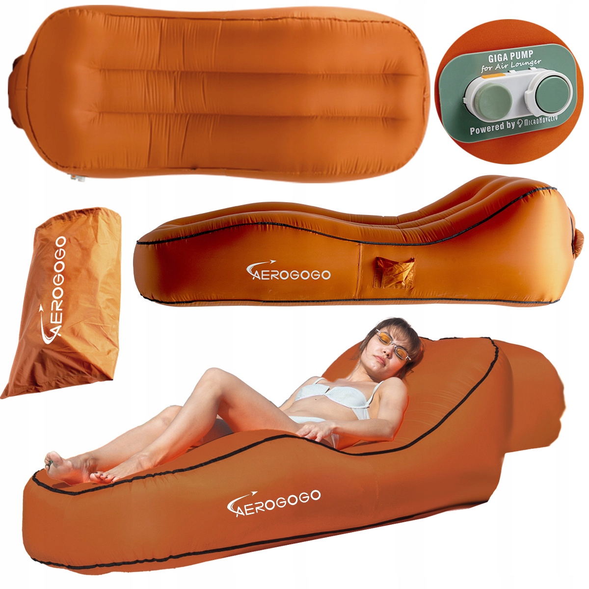 Aerogogo Materac dmuchany automatycznie Leżak Sofa pompowana CS1 Brązowy
