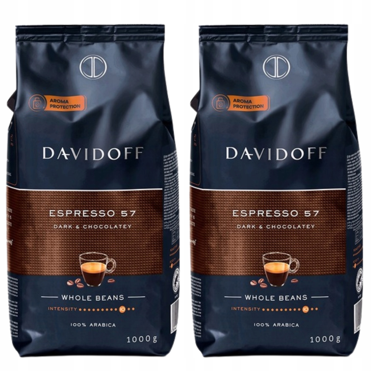 Levně Davidoff Espresso 57 Káva Zrnková Premium 1 kg x2