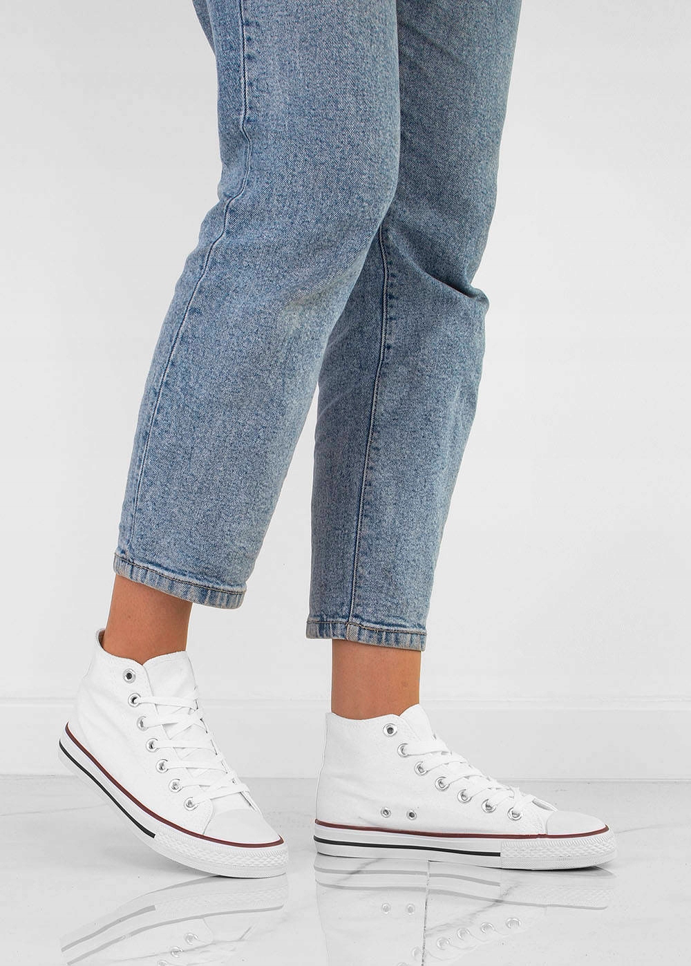 BIAŁE WYSOKIE TRAMPKI TENISÓWKI MĘSKIE 44 Materiał wkładki inny