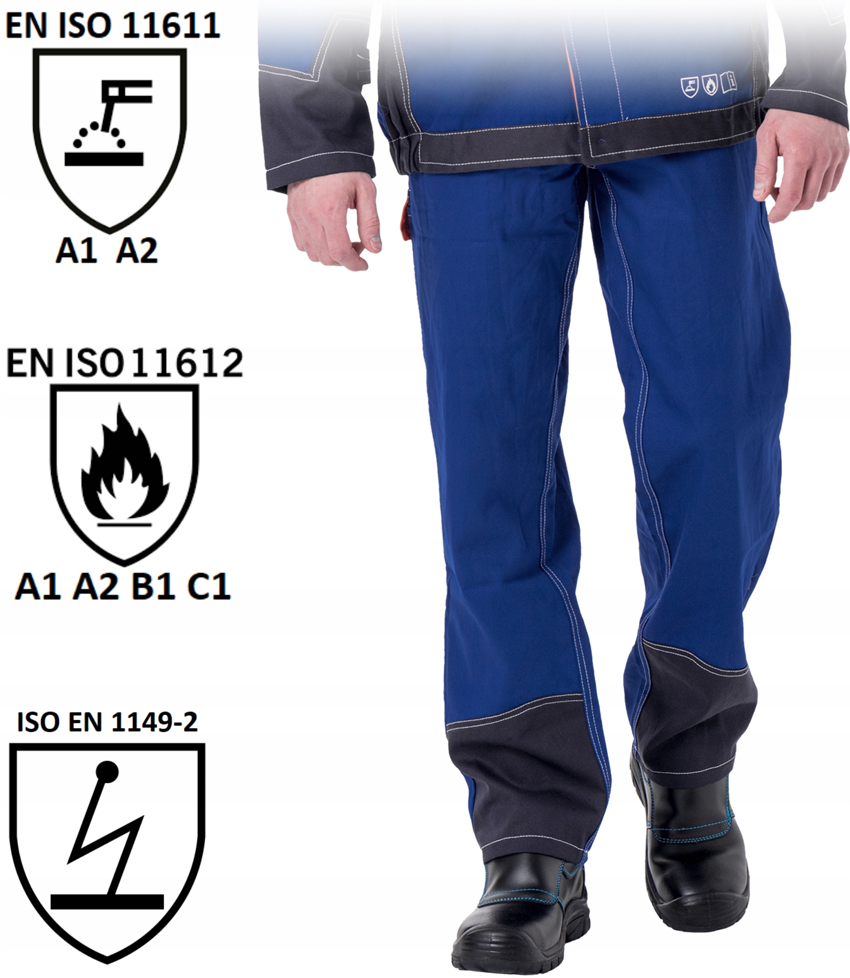 Spodnie do pasa Trudnopalne Antystatyczne Spawacz