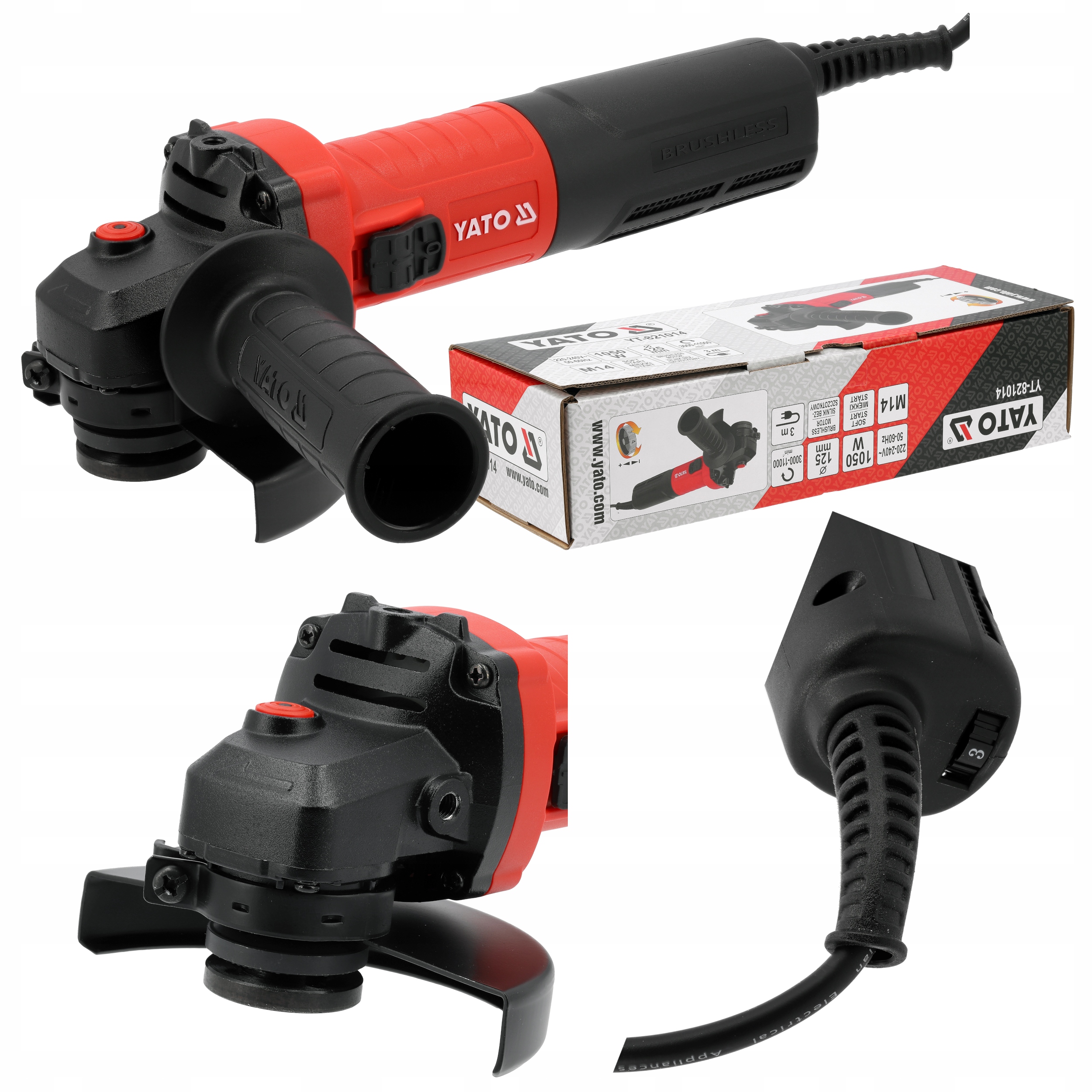 Кутова шліфувальна машина YATO 1050 Вт 125 мм з регулятором швидкості