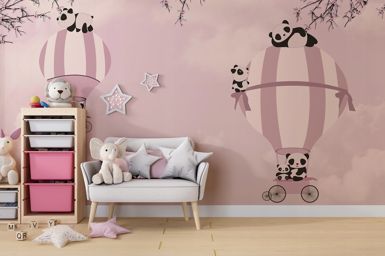 Fototapeta Pandy v balónech 200x255, flizelina 230 g