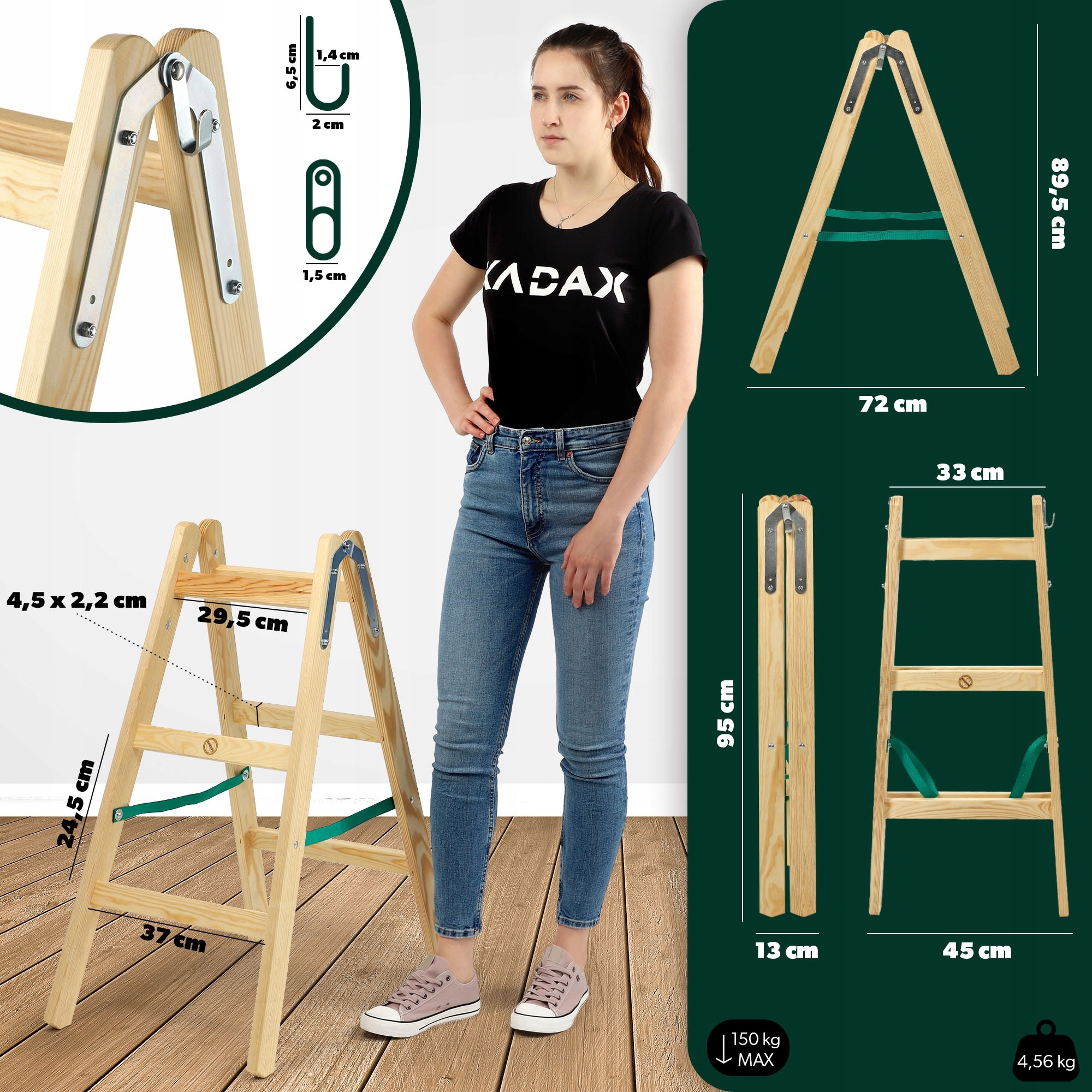 DRABINA DREWNIANA ROZSTAWNA MALARSKA 2x3 Marka Kadax