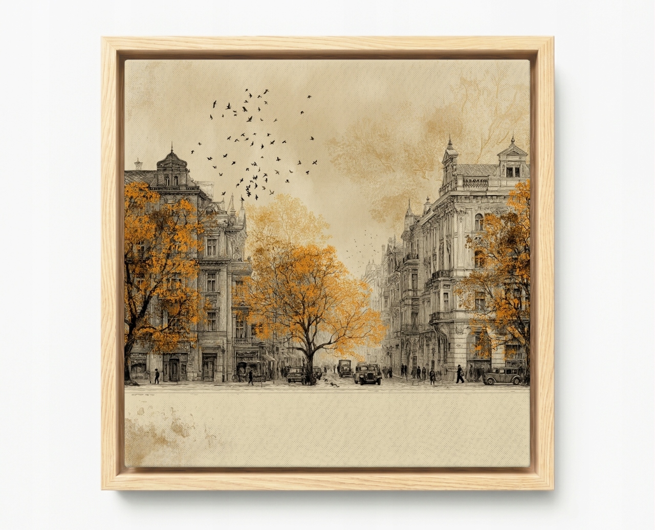 Obraz Rám American Box Vintage Staré Město Podzim Retro Sepia 50x50