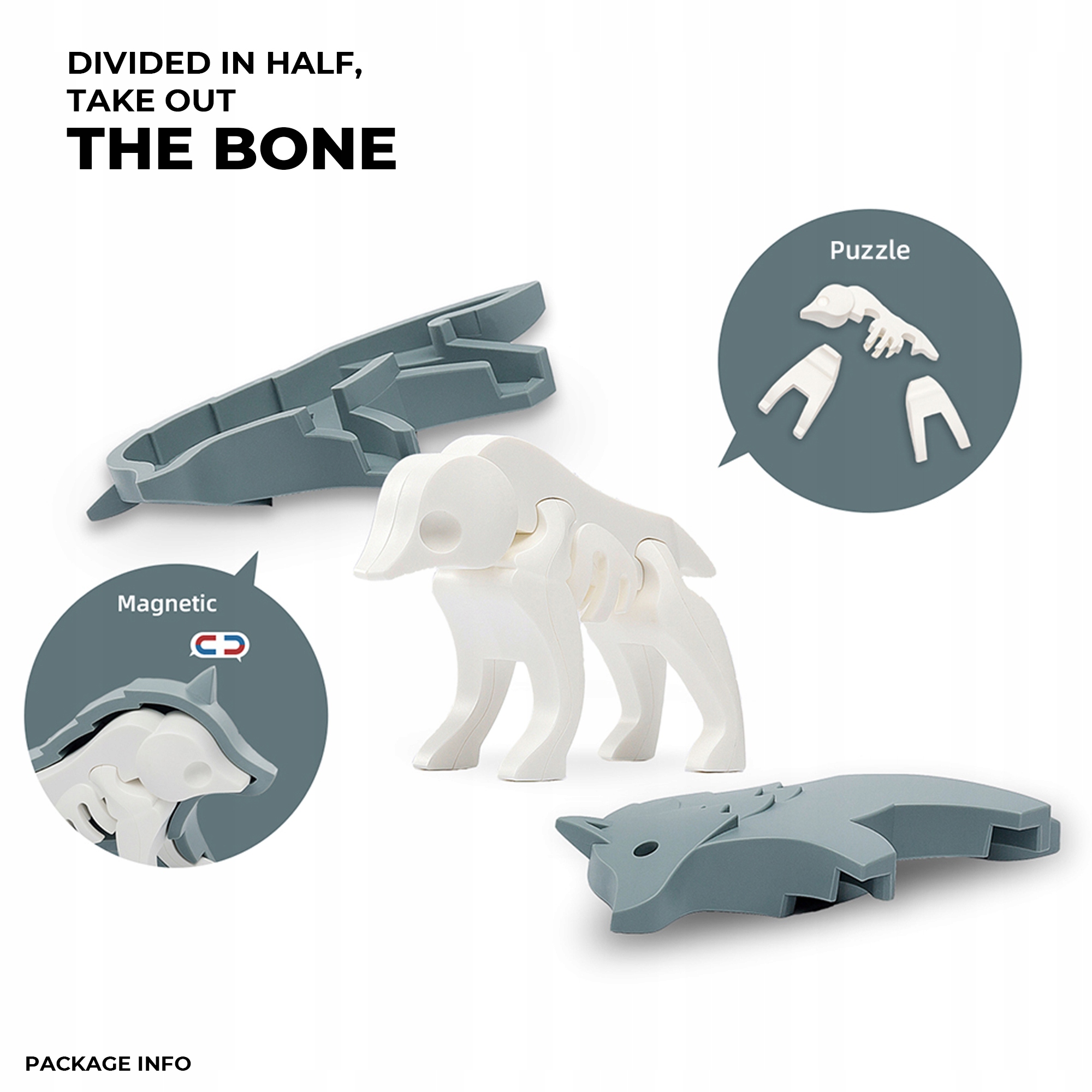 Magnetyczny Składany Wilk ze szkieletem HALFTOYS Płeć chłopcy dziewczynki unisex