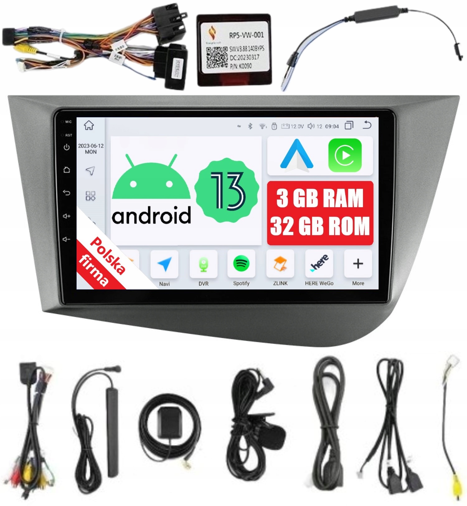 Radio 2DIN Navigace Android Seat Leon 2 II 3/32 Gb Dsp Carplay Lte
