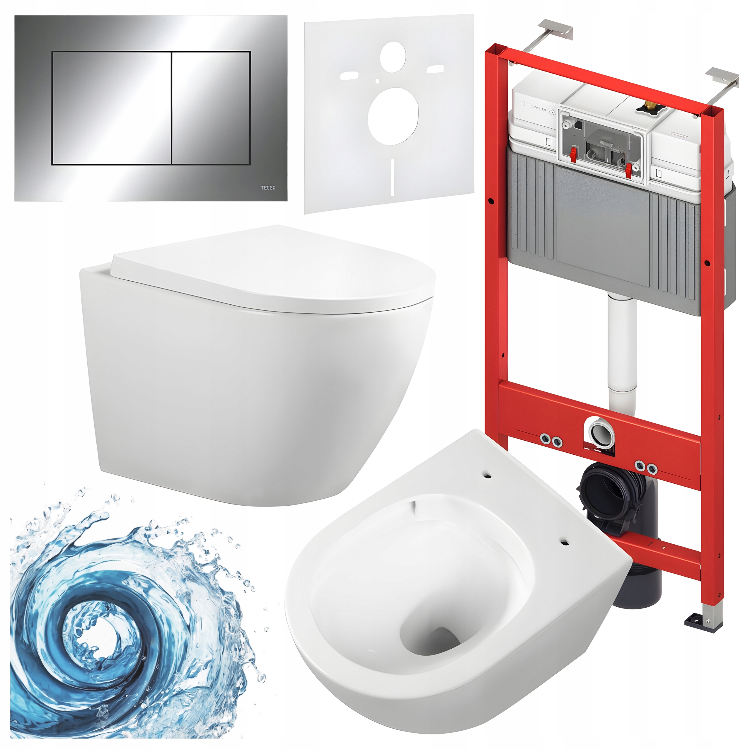 Zestaw Podtynkowy Wc Stelaż Tece FLOW-WH-TR-02 Przycisk TC-9240401 Chrom