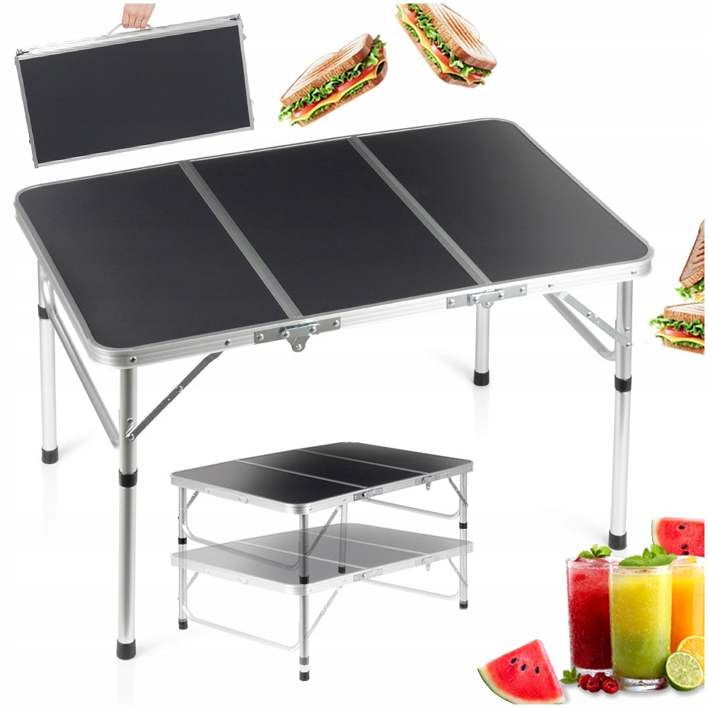 Turistický skládací stůl Rozkládací kempingový zahradní stůl 2v1 90x60 cm