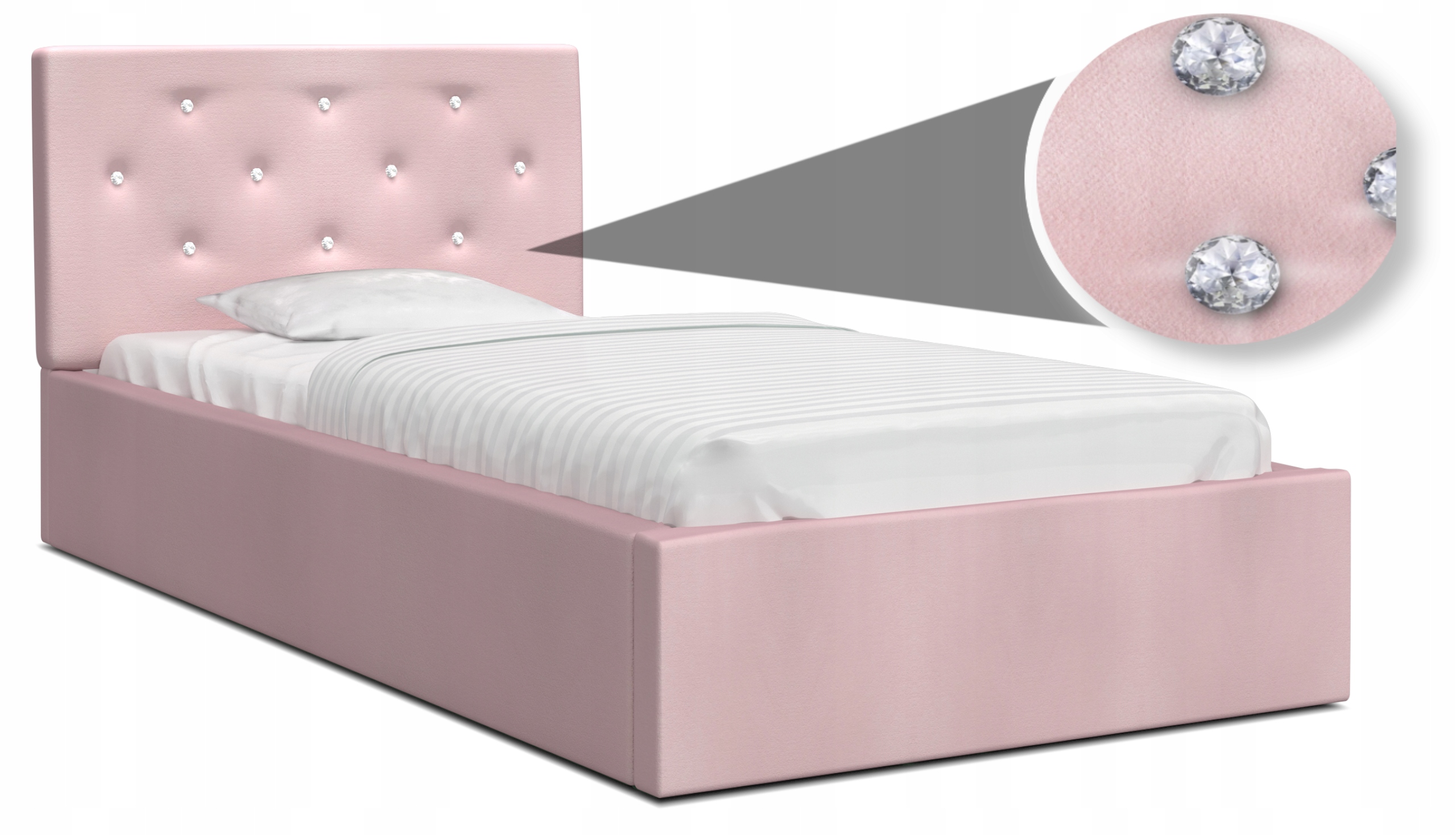 

Łóżko tapicerowane Mirage 120x200 kolor różowy
