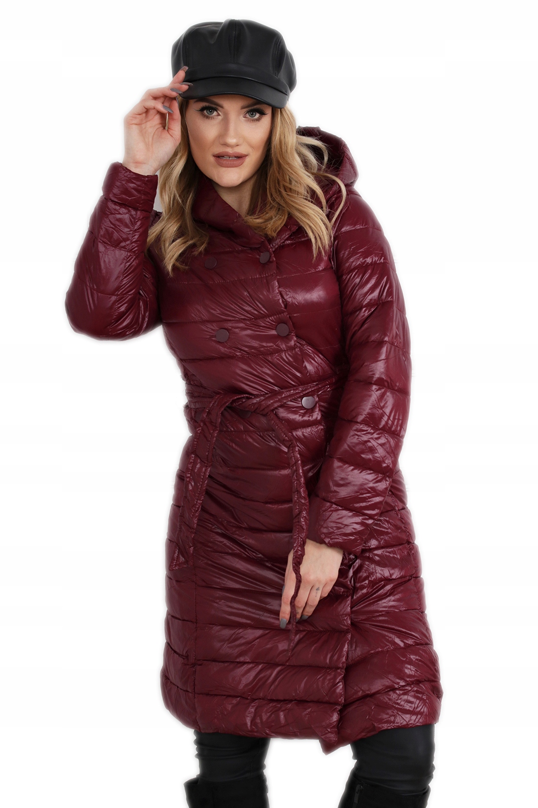 

Płaszcz Pikowany Wiązany Kaptur Czarny 46 3XL 2086