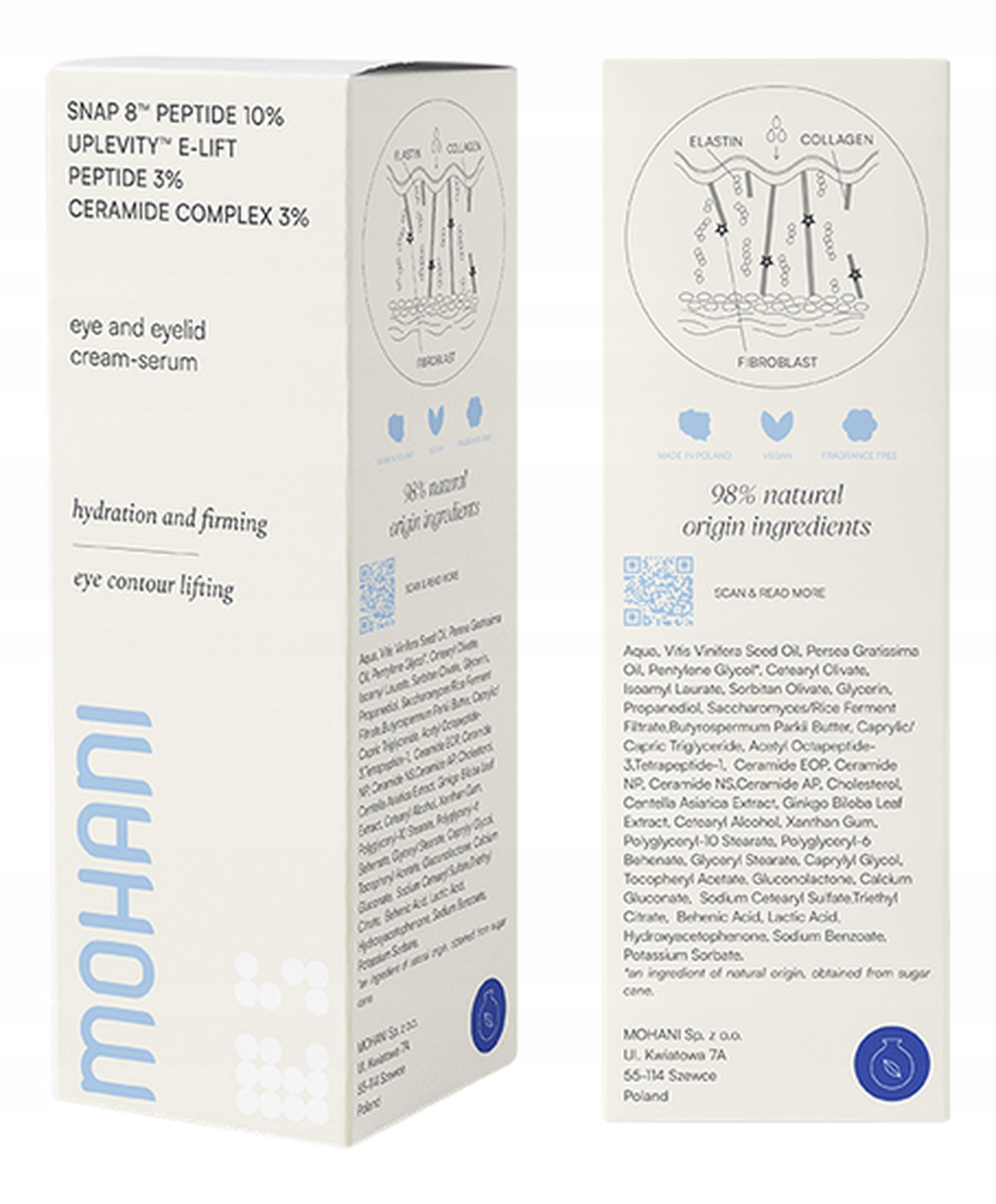 Mohani Krém pod oči a na oční víčka s peptidy a ceramidy 15 ml